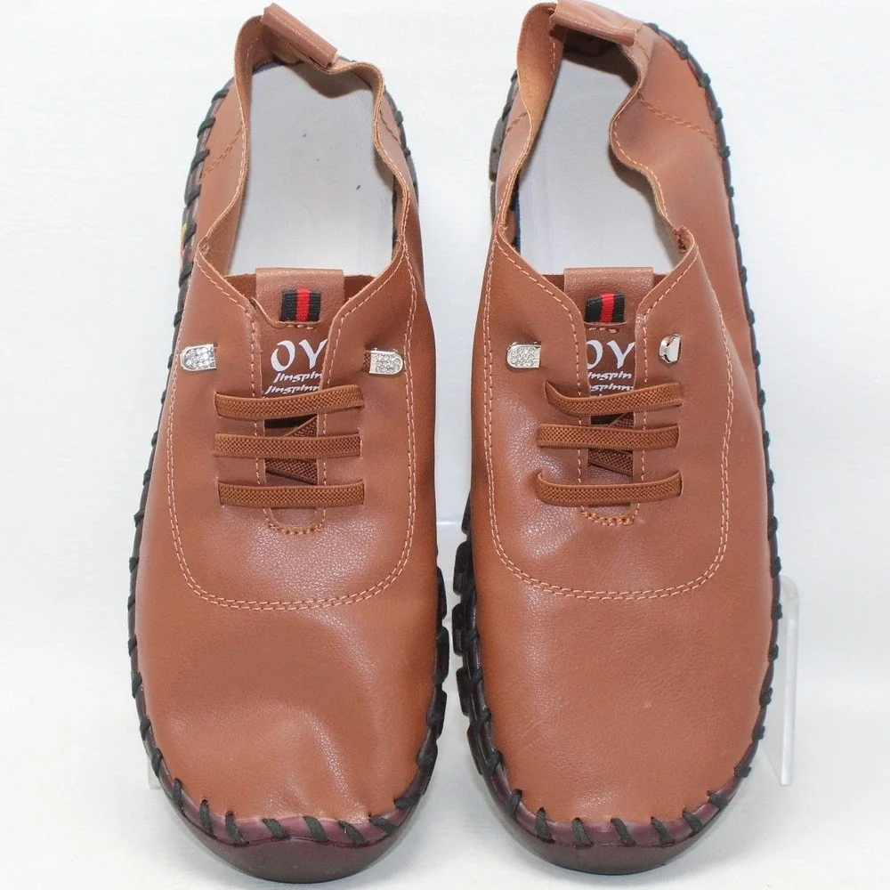 OY Brown Faux Leather Whipstitch Bubble Sole Slip On Shoes W Size 10 / Men 8‎